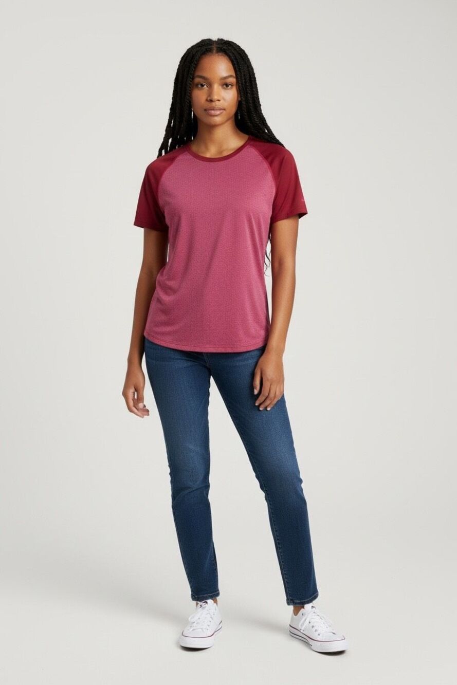 REI Short Sleeve Layering Red/Pink Marl Sz Large Top